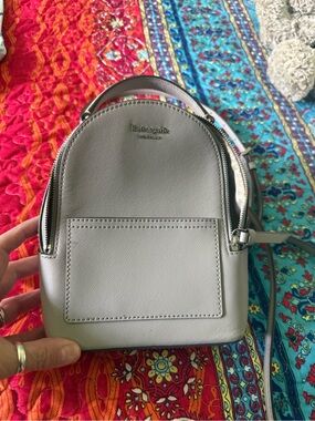 kate spade Mini Saffiano Leather Backpack in Light Gray